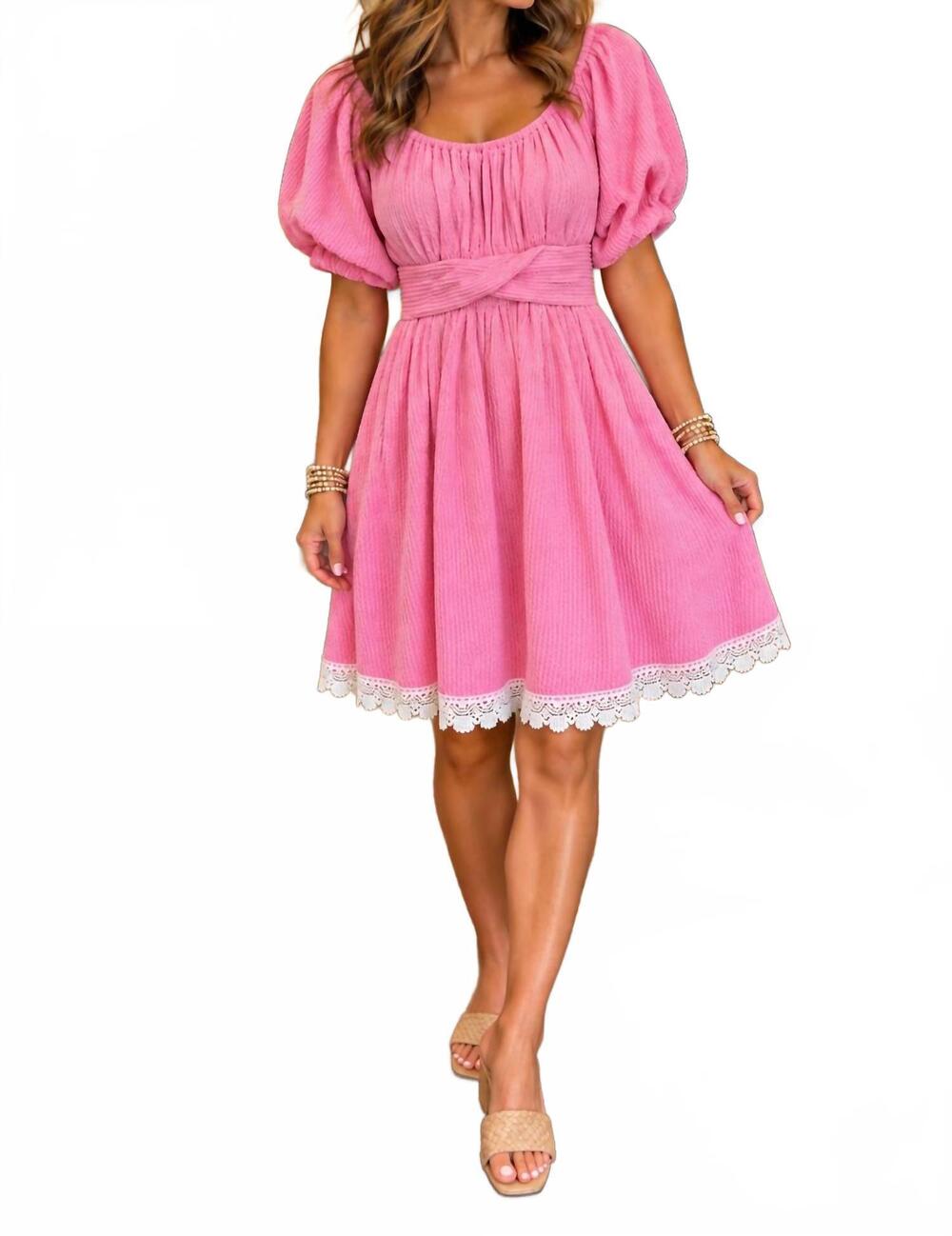 NEW SIMPLY SOUTHERN corded tie dress in pink